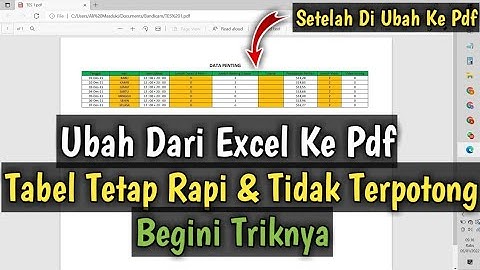 Cara Agar Tidak Terpotong Saat Mengubah File Excel Menjadi Pdf | Tabel Dari Ecxel Tetap Rapi