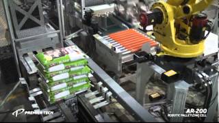 Robotic Bag Palletizer stacking bags on pallets and trays (RPL-9000, Formerly AR-200 Series)