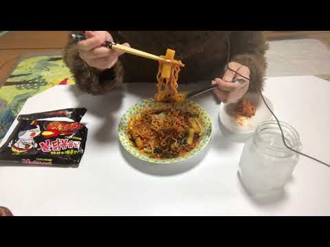 ASMR ブルダック炒め麺 (咀嚼音) korean noodles enoki mushroom