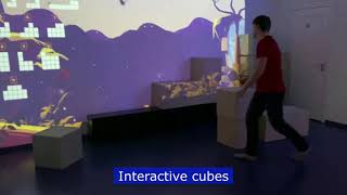 Interactive cubes for a playground attraction.