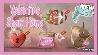 Transformice: Valentine Sham Items + 50 Star Coin Scarf + Mycity Stats