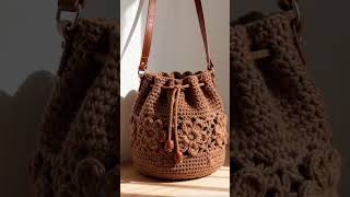 Crochet Drawstring Pouch/Cross body Bag/ Modern #crochetbag