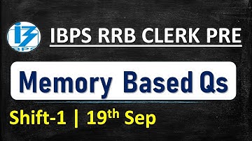 IBPS RRB CLERK PRE 2020 Memory Based Questions || Shift-01, 19th Sep|| By Dhruvasir