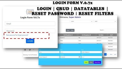 Apps Script - Login Form V.6.7x | POPUP CRUD | Datatables | Filters | Forget and Reset Password