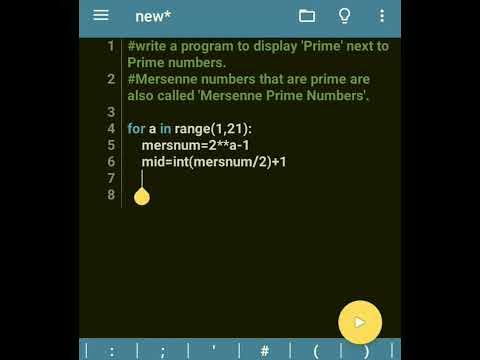 Python program to display Prime Mersenne numbers - YouTube