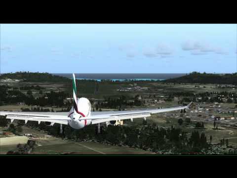 [FSX] Emirates A330 landing at Plaisance Intl Airp...
