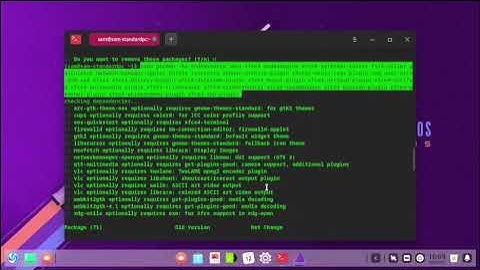Removal of XFCE desktop using terminal in EndeavourOS Artemis.