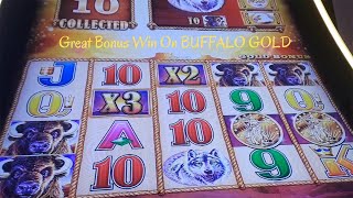 GREAT BONUS WIN With Buffalo And Sunsets x2x3 On BUFFALO GOLD Slot Machine - SunFlower Slots