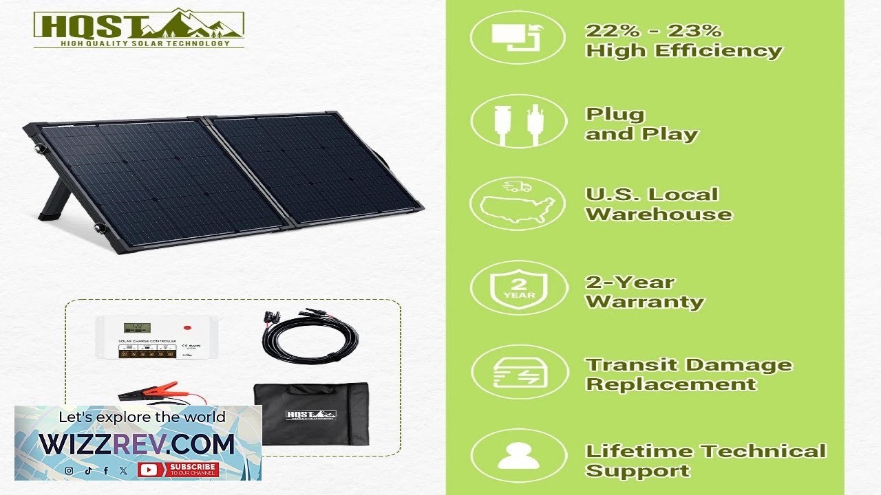HQST 100 Watt 12 Volt 9BB Cell Portable Solar Panel Suitcase w