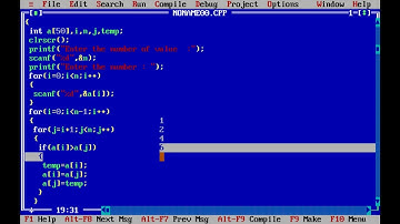 how to find assanding order and sorted array in turbo c