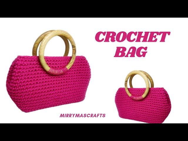 Handmade Crochet Bag with Wooden Handles - Crochet Bag