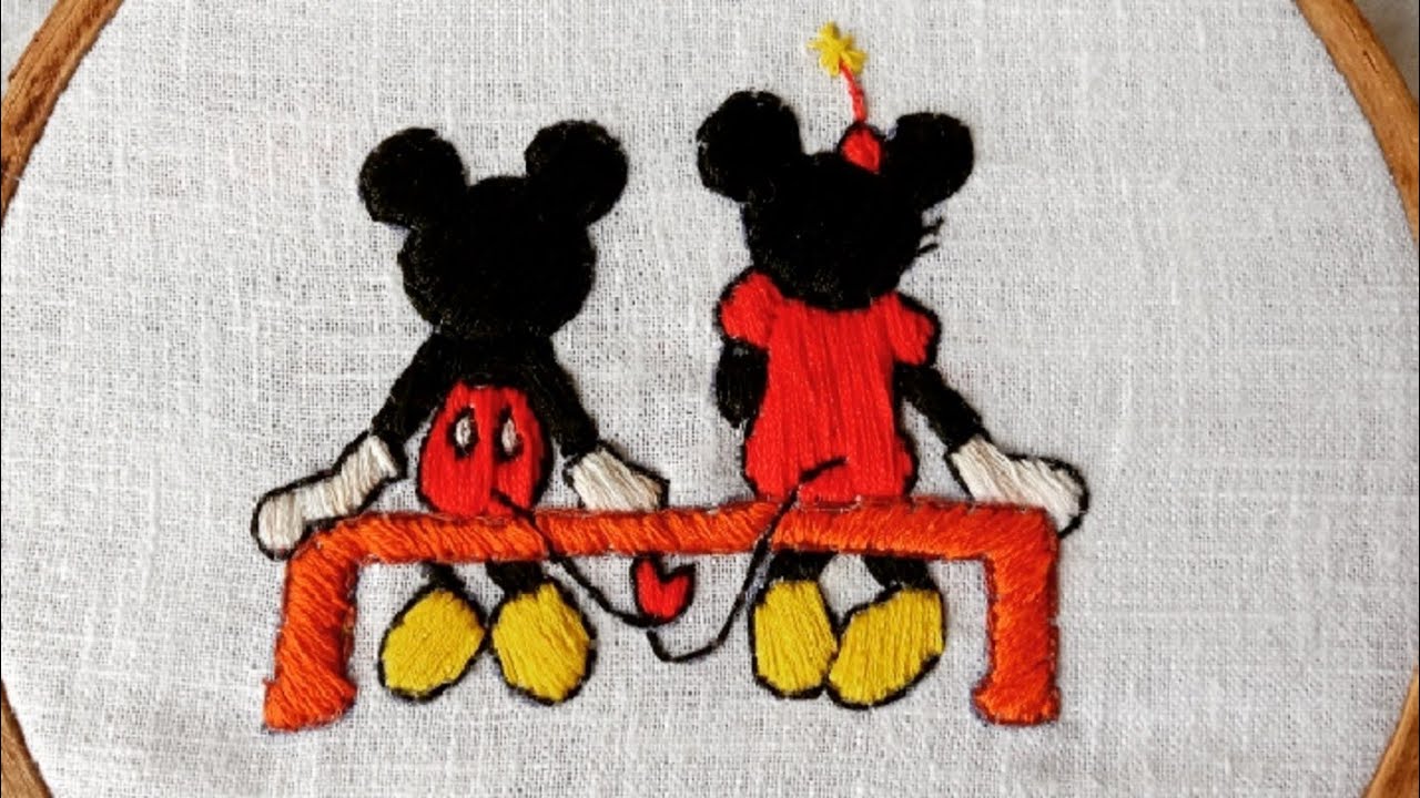Hand Embroidered Collar Design Minnie and Mickey Mouse Custom 