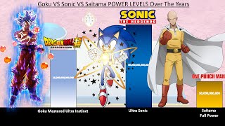 Goku VS Sonic VS Saitama POWER LEVELS Over The Years - DB / DBZ / DBS / Sonic / One Punch Man