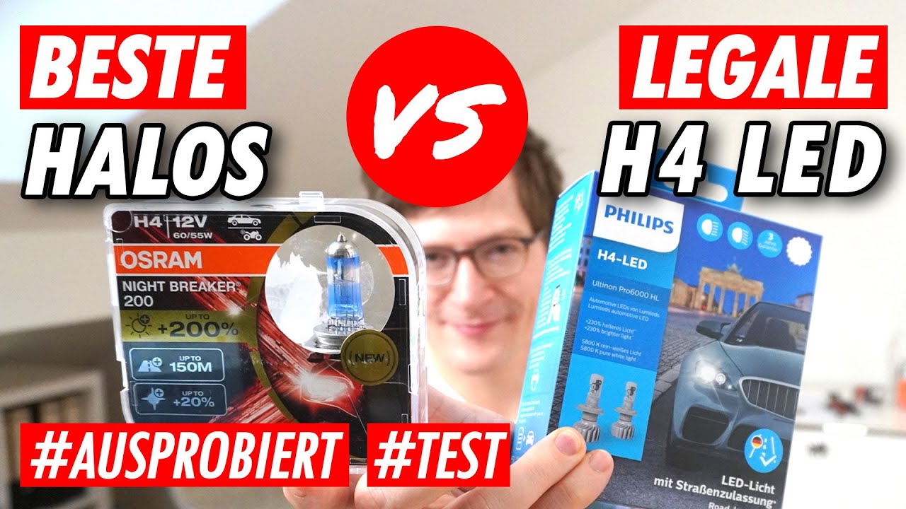 Erste LEGALE H4 LED oder BESTE Halogen? (Philips Ultinon Pro6000 H4 LED vs  OSRAM Night Breaker 200) 