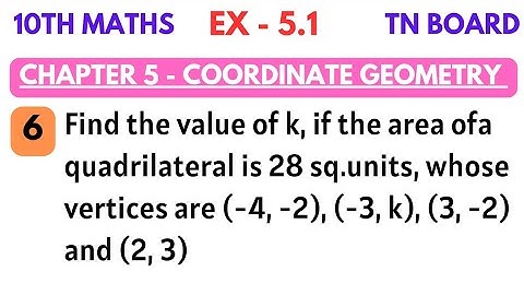 10th maths | Exercise 5.1 6th sum Chapter 5 Coordinate Geometry | Find "K" Value | By SK