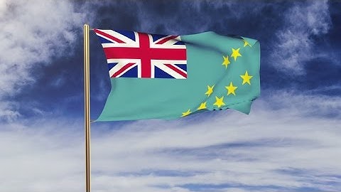 Tuvalu Flag Waving In The Wind. Green Screen, Alpha Matte. Loopable Animation Stock Animation