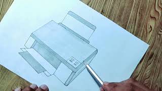 How to draw printer easy steps with pencil