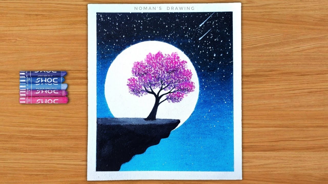 Beautiful Purple Night Scenery Drawing with oil Pastel for Beginners - step  by step | Beautiful Purple Night Scenery Drawing with oil Pastel for  Beginners - step by step | By Painting & Drawing TechniquesFacebook