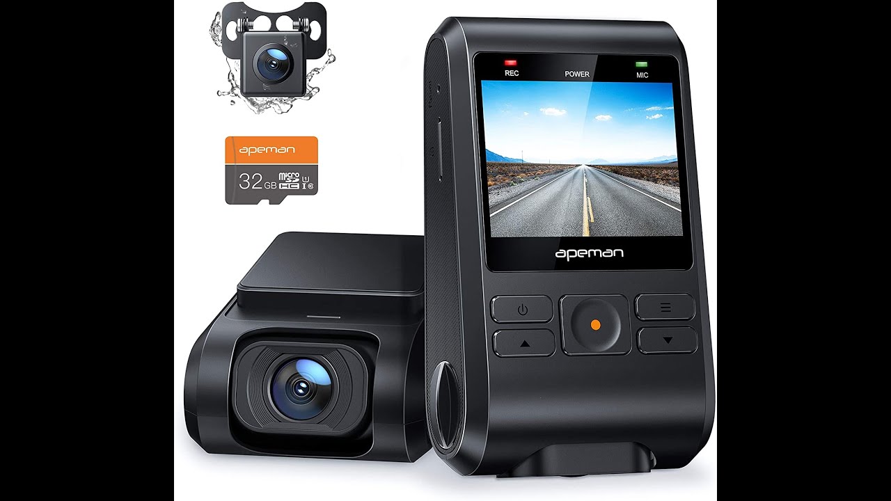2020進化版】 APEMAN ドライブレコーダー 前後カメラ 32Gカード付き 