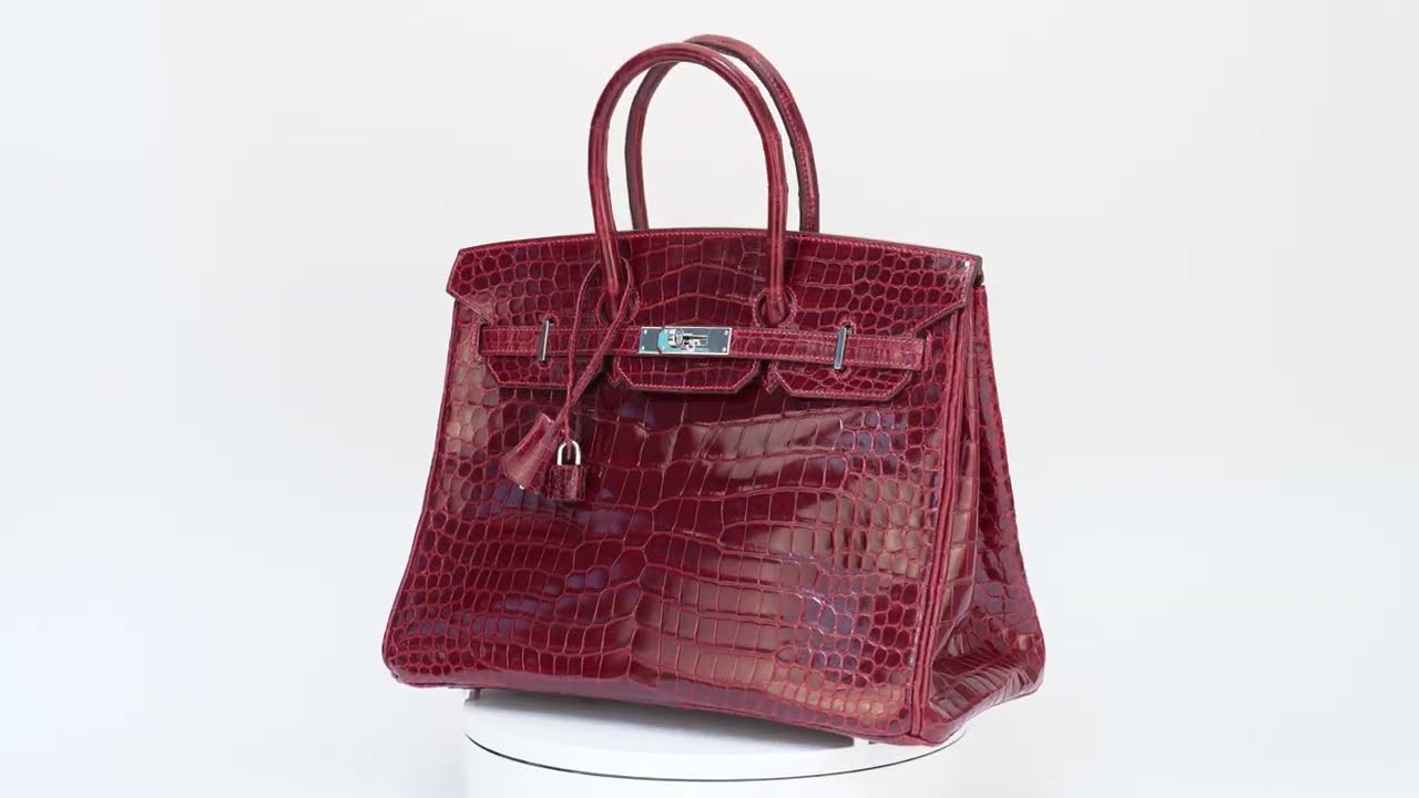 Hermes Birkin 35 Bag Blue Brighton Porosus Crocodile Palladium