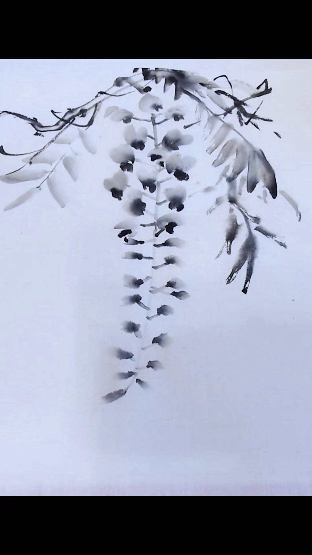 【真作】絵画　水墨画　藤の花　優雅な筆致　風情漂う墨の表現　伝統美術　W20 上達水墨画】今年こそ『藤の花』を極める！ - YouTube