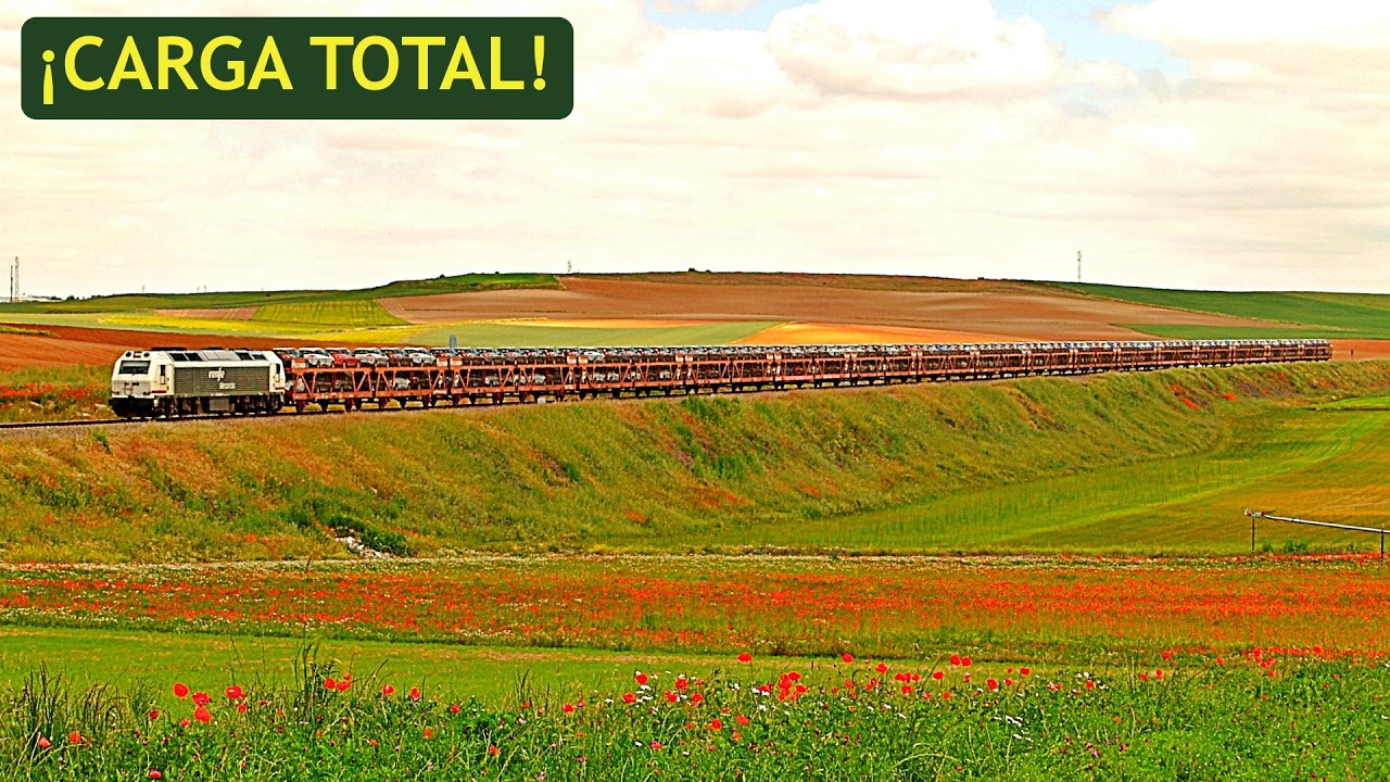 📽️¡BRUTAL! TRENES de AUTOMÓVILES INFINITOS en la Red de ADIF | Mercancías en España