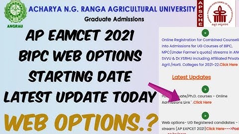 AP EAMCET 2021 BIPC Web options Lastest update//ANGRAU 2021 Web options latest update today