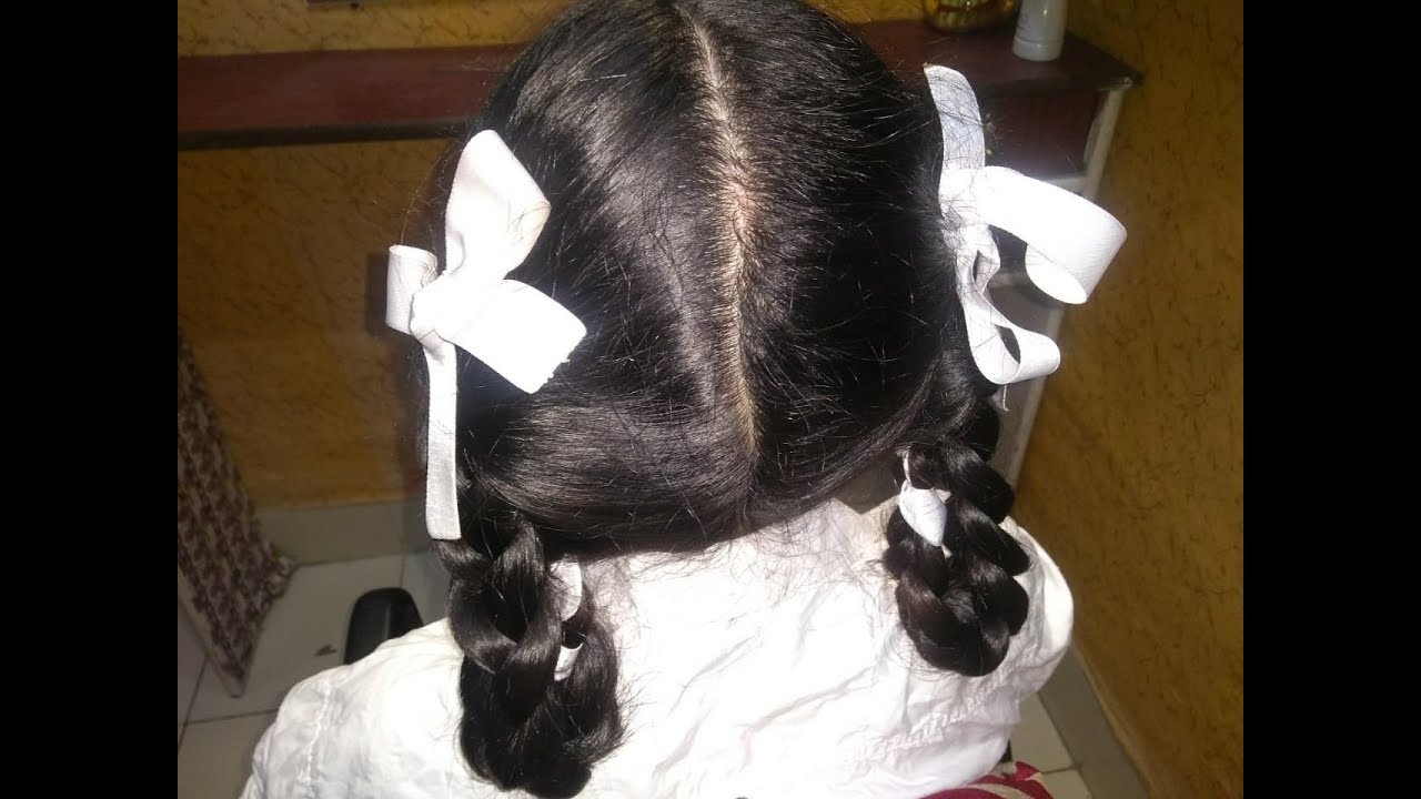 School Girls Ribbon Braid / Long Hair Double Fold Choti - YouTube