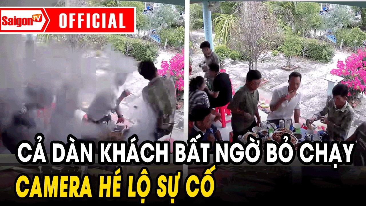 Đang chuẩn bị dùng tiệc, cả dàn khách bất ngờ bỏ chạy, camera hé lộ sự cố | Tin tức SaigonTV