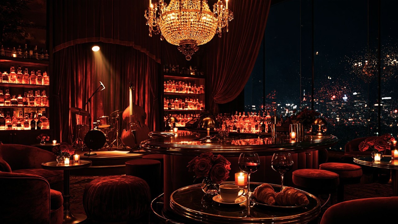 Rainy Night Jazz in a 1940s new york stage lounge | noir piano for wine & rest (w/ rain asmr)