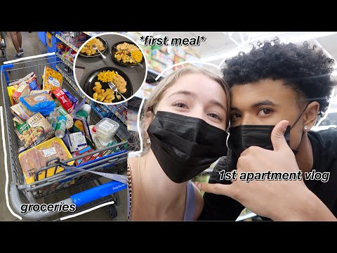 FIRST APARTMENT VLOG Getting Groceries Cooking First Meal Moving Out At 19 Moving Ep 7