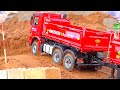 RC TRUCKS STUCKING AT CONSTRUCTION WORLD// HEAVY MUDDY CONDITIONS FOR TIPPER TRUCKS// MB AROCS// MAN