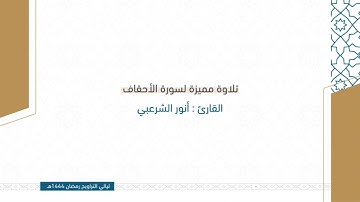 سورة الأحقاف /القارئ : أنور الشرعبي.   تراويح ١٤٤٤.  مسجد النور. حي النرجس