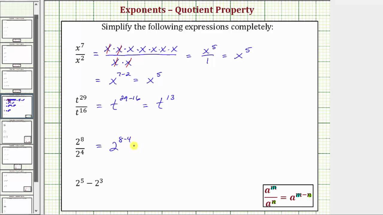 Ex Simplify Exponential Expressions Using The Quotient Property Of ex-simplify-exponential-expressions-using-the-quotient-property-of