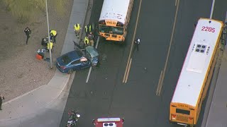 Driver, 1 student injured in crash involving school bus in Chandler neighborhood