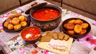 Preparation of traditional Ukrainian BORSH. Red borscht according to grandmother's recipe