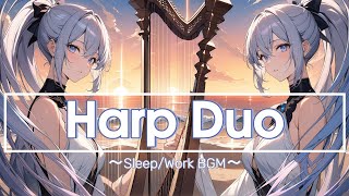 【Harp Music】Harp performance (duo/duet) from the sunset-stained shore, sleep/work BGM