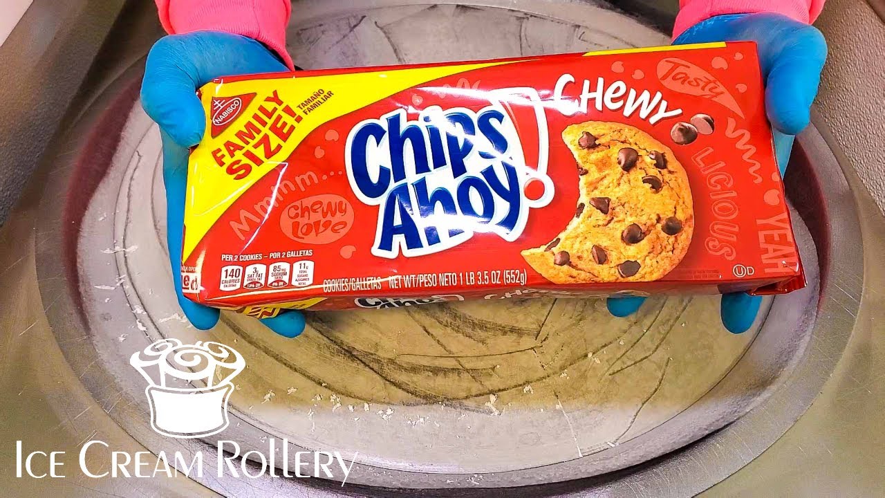 Chips Ahoy Chocolate Chip Cookie Ice Cream Rolls | How to make satisfyingrolled ice cream recipe