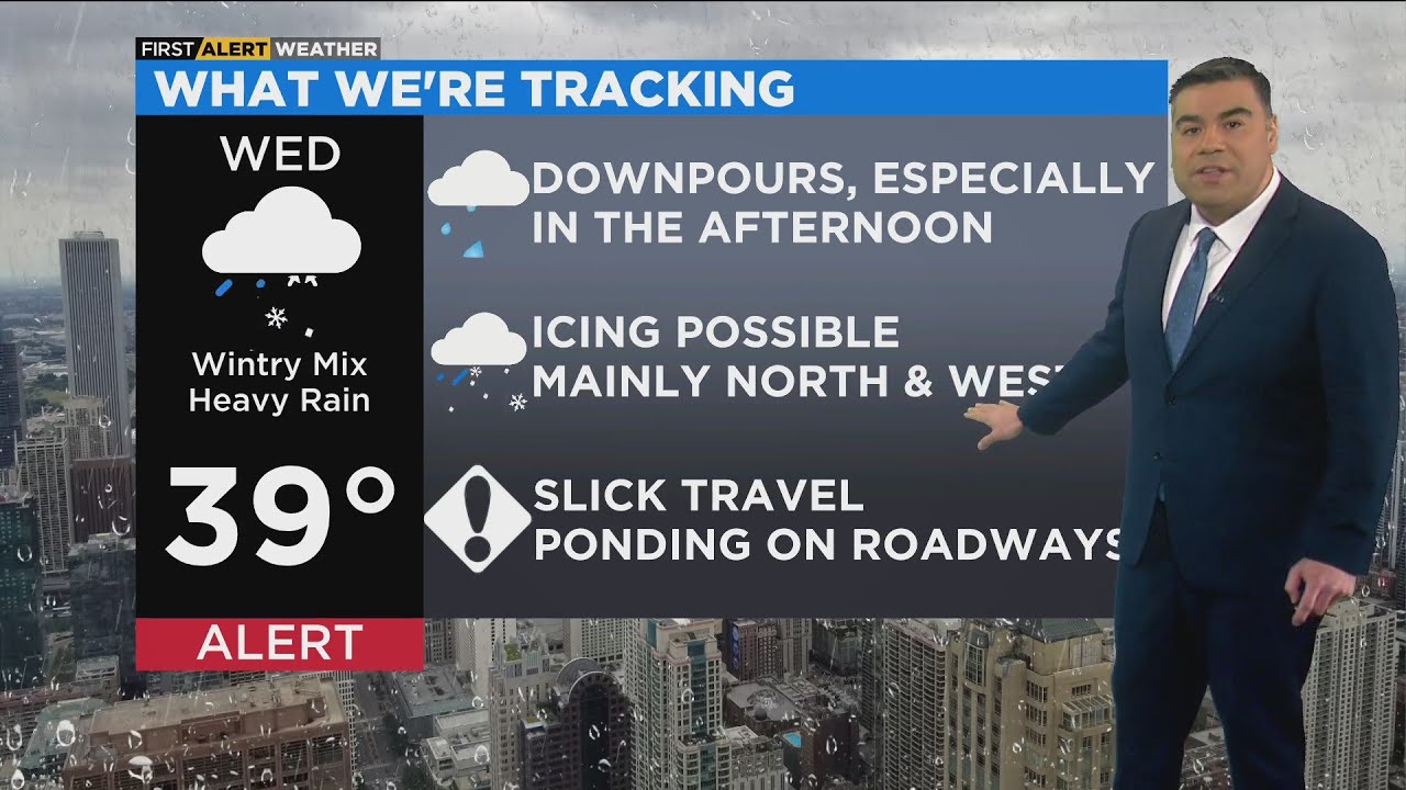 Chicago First Alert Weather: Downpours, possible icing Wednesday - YouTube