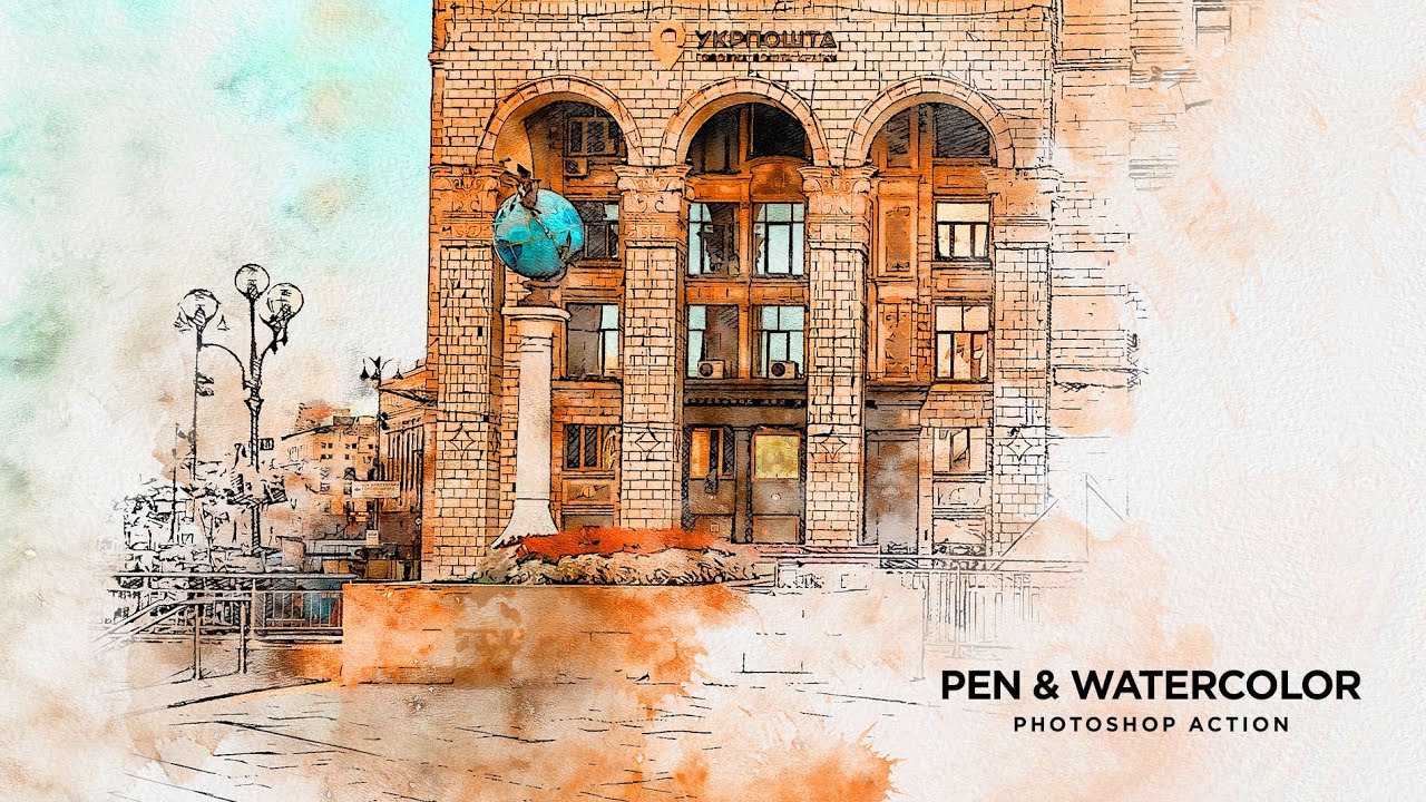 Pen & Watercolor Photoshop Action 24939218 - Freepsdvn