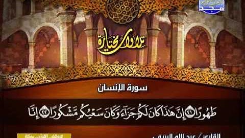 تلاوة مؤثرة سورة الانسان كاملة للقارئ عبد الله البريمي