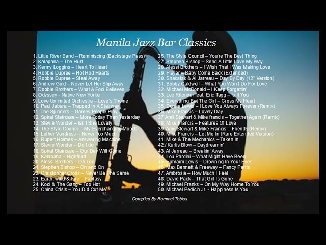 Manila Jazz Bar Classics - Smooth Jazz Vocals/Ru0026B/Soul Compilation 70s/80s Jazz Fusion class=