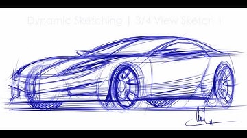 How to Draw Cars - Sketching a car in 3-4 View Vid 1
