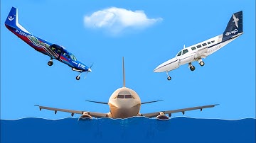 Playing Floating Sandbox with NPCs #25 - Plane Crash 2