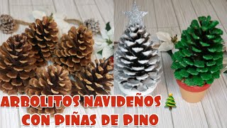 ARBOLITOS NAVIDEÑOS🎄CON PIÑAS DE PINO/Piñones Decorados Para Navidad