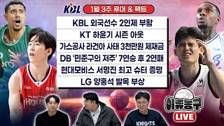 KBL 외국선수 2인제 부활/KT 하윤기 시즌아웃/가스공사 라건아 사태 3천만원 제재금/DB ‘민준구의 저주’ 7연승 후 2연패/현대모비스 서진 최고슈터 증명/LG 양홍석 발목부상