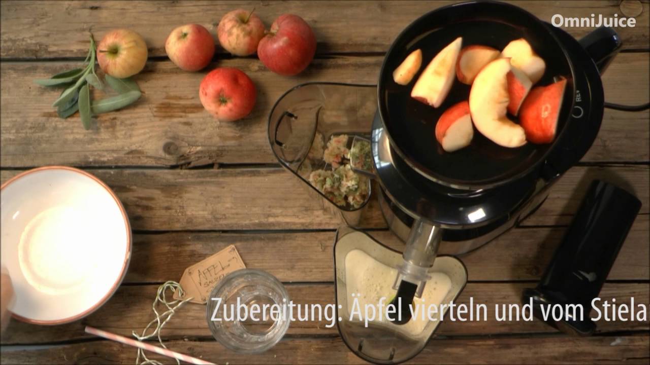 Apfel-Salbei-Saft zubereitet mit dem OmniJuice Slowjuicer - YouTube