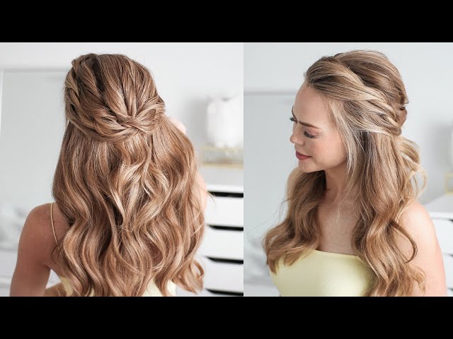 half bun half down | Prom hairstyles for long hair, Long hair styles, Down  curly hairstyles