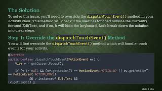 Solution to Hiding Soft Keyboard on Touch Outside of EditText in Android