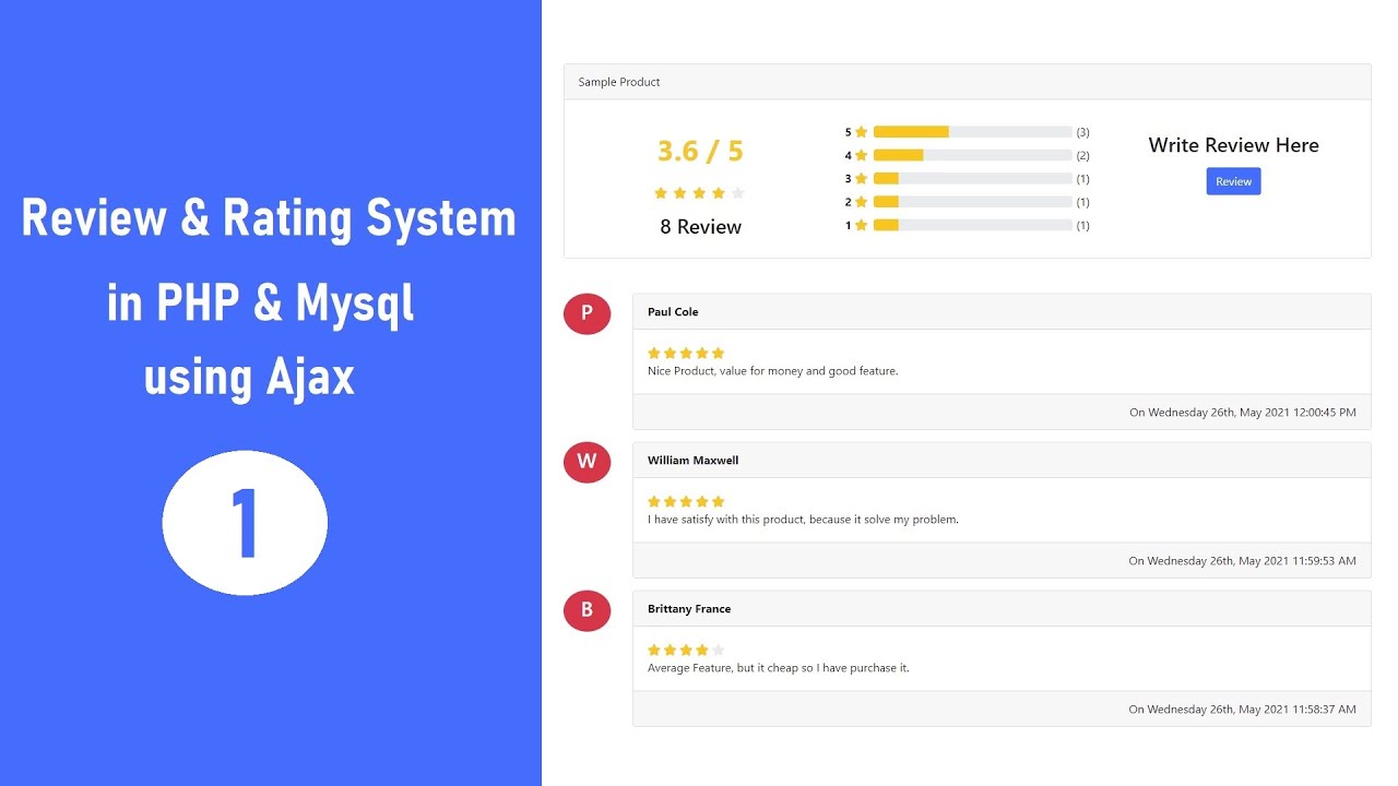 Review & Rating System in PHP & MySQL using Ajax - 1